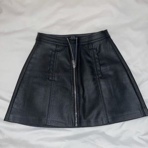 Bershka black leather skirt